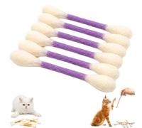 EHOTER Hisopos de algodón para gatos con hierba gatera, 6 palitos gigantes para masticar para el aburrimiento en interiores, cuerdas de dentición dentales duraderas, grandes interactivas de fieltro