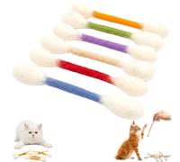 EHOTER Hisopos de algodón para gatos con hierba gatera, 6 palitos gigantes para masticar para el aburrimiento en interiores, cuerdas de dentición dentales duraderas, grandes interactivas de fieltro