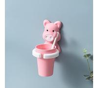 EHOTER Juego de cepillos de dientes para colgar en la pared para niños, cepillo de dientes, soporte para pasta de dientes, taza para enjuague bucal, montado en la pared, sin puñetazos, oso de zorro,
