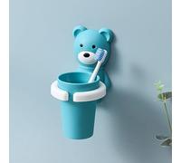 EHOTER Juego de cepillos de dientes para colgar en la pared para niños, cepillo de dientes, soporte para pasta de dientes, taza para enjuague bucal, montado en la pared, sin puñetazos, oso, zorro,