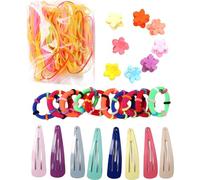 EHOTER Juego de gomas para el pelo, coloridas y bonitas, con pinzas para el pelo, multicolor, para niñas y mujeres, 130 unidades