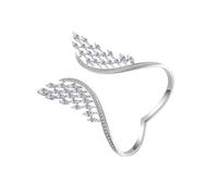EHOTER Juego de pulsera y anillo de alas de ángel con diamantes brillantes y plumas de ala de ángel, pulsera ajustable y anillo de alas delicadas de plumas, juego de anillos bohemios, regalos para