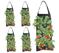 EHOTER Maceta colgante de fresas boca abajo para patio, jardín, tomate, bolsa de cultivo portátil con asa, bolsa de plantación de flores para chile, hierbas, pimientos picantes, verduras (5 piezas)