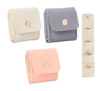 EHOTER Mini bolsa enrollable de viaje con hebilla, portátil, plegable, organizador de joyas de viaje, caja de joyería pequeña para aretes, anillos, collares (3 piezas)