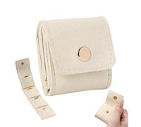 EHOTER Mini bolsa enrollable de viaje con hebilla, portátil, plegable, organizador de joyas de viaje, pequeño joyero para aretes, anillos, collares (beige)
