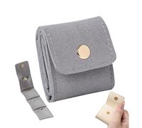 EHOTER Mini bolsa enrollable de viaje con hebilla, portátil, plegable, organizador de joyas de viaje, pequeño joyero para aretes, anillos, collares (gris)