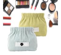 EHOTER Organizador de corbatas elásticas de pana para el pelo, portátil, bolsa de almacenamiento elástica, bolsa de pana para pintalabios, bolsa pequeña para cosméticos, manualidades, Azul+verde