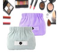 EHOTER Organizador de corbatas elásticas de pana para el pelo, portátil, bolsa de almacenamiento elástica, bolsa de pana para pintalabios, bolsa pequeña para cosméticos, manualidades, Blue+purple