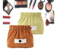 EHOTER Organizador de corbatas elásticas de pana para el pelo, portátil, bolsa de almacenamiento elástica, bolsa de pana para pintalabios, bolsa pequeña para cosméticos, manualidades, Caqui+verde
