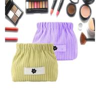 EHOTER Organizador de corbatas elásticas de pana para el pelo, portátil, bolsa de almacenamiento elástica, bolsa de pana para pintalabios, bolsa pequeña para cosméticos, manualidades, Green+purple