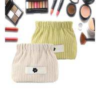 EHOTER Organizador de corbatas elásticas de pana para el pelo, portátil, bolsa de almacenamiento elástica, bolsa de pana para pintalabios, bolsa pequeña para cosméticos, manualidades, Blanco + Verde