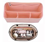 EHOTER Organizador para bolsa de mano, bolsa de fieltro suavizado, organizador de bolso, organizador de maquillaje, organizador interior de goma para bolsa de playa, forro para bolso de mano (rosa)