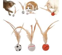 EHOTER Pelota de plumas para gatos, pelota inflable resistente a las mordeduras, juguetes para gatos, pelota hinchable, juguete de baloncesto, fútbol, béisbol, pelota inflable interactiva para gatos