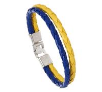 EHOTER Pulsera de bandera de Ucrania, pulsera de poliuretano con cierre de aleación, regalos ucranianos, pulsera de cuerda para adultos, hombres y mujeres, talla única, Poliuretano, Diamante sintético