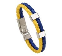 EHOTER Pulsera de bandera de Ucrania, pulsera de poliuretano con cierre de aleación, regalos ucranianos, pulsera de cuerda para adultos, hombres y mujeres, talla única, Poliuretano, Diamante sintético