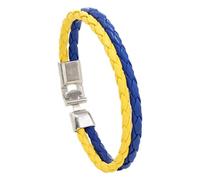 EHOTER Pulsera de bandera de Ucrania, pulsera de poliuretano con cierre de aleación, regalos ucranianos, pulsera de cuerda para adultos, hombres y mujeres, talla única, Poliuretano, Diamante sintético