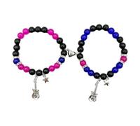 EHOTER Pulseras de la amistad a juego para parejas, pulseras de cuentas con corazón magnético y dijes de guitarra, mejores amigas, a distancia, regalos para parejas y mejores amigas, Plástico
