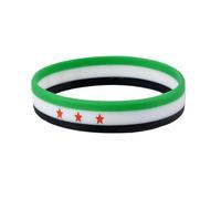 EHOTER Pulseras de silicona con la bandera de Siria, pulseras de goma con la bandera de Siria, color blanco, verde, negro, pulseras de la bandera de Siria, compatible con Siria, pulsera libre de Siria