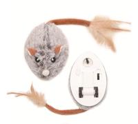 EHOTER Ratón de juguete eléctrico interactivo para gatos con cola de pluma, carga USB, ratón de felpa activado por movimiento, juguete de gatito con cola de plumas para gatos de interior (gris oscuro)