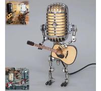 EHOTER Sherum Mic Rockbot - Lámpara robot de guitarra con micrófono vintage 2024, regalos musicales para hombres, para amantes de la música, luz vintage, decoración del hogar, lámpara de escritorio