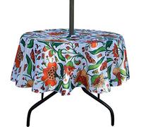 EHouseHome Mantel de Mesa Redondo de 152 cm para Exteriores e Interiores con Agujero y Cremallera de sombrilla, Impermeable, Primavera/Verano para Mesa Circular de Patio Trasero, barbacoas/Picnic