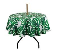 EHouseHome Mantel de Mesa Redondo de 178 cm para Exteriores e Interiores con Agujero y Cremallera de sombrilla, Impermeable, Primavera/Verano para Mesa Circular de Patio Trasero, barbacoas/Picnic