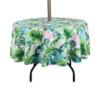 EHouseHome - Mantel de poliéster Resistente al Agua para Mesa con Cremallera y Agujero para sombrilla para jardín, Patio, Mesa Redonda de 152 cm