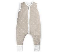 Ehrenkind® Saco de dormir de verano con pies para bebés | Arrullo de algodón orgánico | Bolsa de dormir ligera | Tamaño: 80 | Color: Topo con estrellas blancas