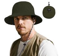 ehsbuy Plegable Gorras de Hombre Verano Impermeable Gorro Pescador Mujer Sombrero Senderismo Trekking Bucket Hat con Correa de Barbilla Ajustable para Safari el Aire Libre