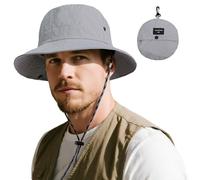 ehsbuy Plegable Gorras de Hombre Verano Impermeable Gorro Pescador Mujer Sombrero Senderismo Trekking Bucket Hat con Correa de Barbilla Ajustable para Safari el Aire Libre
