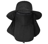 ehsbuy Sombrero de Pescador Hombre Mujeres con Cubierta Facial de ala Ancha Gorro Pescador Senderismo Sombrero para el Sol Malla Safari Jardinería Trekking Solar Cubo Sombrero Empacable