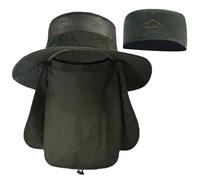 ehsbuy Sombrero de Pescador Hombre Mujeres con Cubierta Facial de ala Ancha Gorro Pescador Senderismo Sombrero para el Sol Malla Safari Jardinería Trekking Solar Cubo Sombrero Empacable