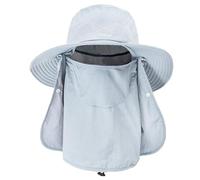ehsbuy Sombrero de Pescador Hombre Mujeres con Cubierta Facial de ala Ancha Gorro Pescador Senderismo Sombrero para el Sol Malla Safari Jardinería Trekking Solar Cubo Sombrero Empacable