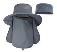 ehsbuy Sombrero de Pescador Hombre Mujeres con Cubierta Facial de ala Ancha Gorro Pescador Senderismo Sombrero para el Sol Malla Safari Jardinería Trekking Solar Cubo Sombrero Empacable