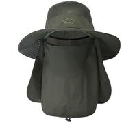 ehsbuy Sombrero de Pescador Hombre Mujeres con Cubierta Facial de ala Ancha Gorro Pescador Senderismo Sombrero para el Sol Malla Safari Jardinería Trekking Solar Cubo Sombrero Empacable