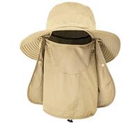 ehsbuy Sombrero de Pescador Hombre Mujeres con Cubierta Facial de ala Ancha Gorro Pescador Senderismo Sombrero para el Sol Malla Safari Jardinería Trekking Solar Cubo Sombrero Empacable