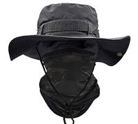 ehsbuy Sombrero Hombre Verano con Cuello de Polaina ala Ancha Chambergo Militar Sombrero Camuflaje Pescador de Bufanda Cara Ejército Gorro Pescador Sombreros Sol para Caza Senderismo