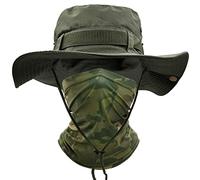 ehsbuy Sombrero Hombre Verano con Cuello de Polaina ala Ancha Chambergo Militar Sombrero Camuflaje Pescador de Bufanda Cara Militar Gorro Pescador Malla Sombreros Sol para Caza Senderismo