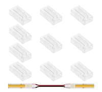 Ehuihuan 10 Unidades Mini Conectores T/L para Tiras LED 2 Pin 8mm, Universal y Multifuncional, Conector Transparente LED Sin Soldadura, Compatible con COB y Tiras LED SMD