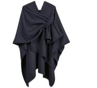 Ehuihuan Poncho Mujer, Capa Mujer Invierno Elegante, Bufanda de Cardigan Talla Única, Poncho Estola, Dama de Capa Reversible, 130x150cm (FR/ES, Letras, Talla única, Regular, Regular, Negro)