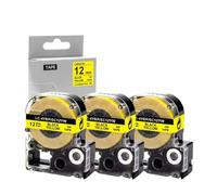 EHxCUF 3pk 12 mm SC12YW Cinta Compatible con el Fabricante de Etiquetas LW-700 Funciona con King Jim SC12YW LK-4YBP Negro en la Cinta de Etiqueta Amarilla Impresora de Impresora
