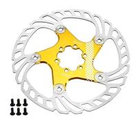 EHYSYN Tambor Trasero para Bicicleta Disco de Freno de Bicicleta 140mm 160mm 180mm 203mm Rotores de Freno de Disco de 6 Orificios Aptos para Freno de Disco hidráulico Shimano(180mm Golden)