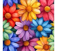 Eiazuiks Kit de punto de cruz de estampado de flores coloridas para adultos principiantes, kit de costura de línea completa para decoración del hogar, patrones de punto de cruz, 12 x 16 pulgadas