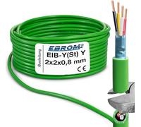 EIB - Cable de autobús EIB-Y(St) Y, 2 x 2 x 0,8 mm, color verde, cable de datos y cable de datos de instalación de bus de telecomunicaciones, muchas longitudes, de 5 metros a 100 metros, longitud