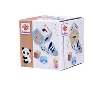 Eichhorn 100003819 Panda - Caja con 6 Bloques de construcción Diferentes, promueve la motricidad y la sensación de Forma, 100% Madera de Haya certificada FSC, a Partir de 1 año