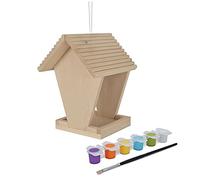 Eichhorn- Bird Outdoor 100004582-Comedero, Montar y Pintar, Incluye Pincel, 14 x 14 x 24 cm, Madera de Tilo, DIY, Color carbón (SIMF5 100004582)
