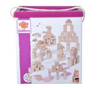 Eichhorn 100010141 100 Bloques de Madera Natural en Caja de Almacenamiento con cordón y Tapa clasificadora, para niños a Partir de 1 año