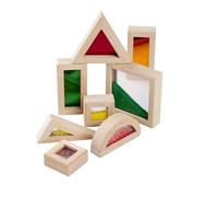 Eichhorn Bloques de construcción con Ventana - Juego de 8 Piezas de Madera de Haya, con Arena, Bolas o Espejo, promueve la función sensorial y motora, de Madera, acrílico y ABS, a Partir de 1 año