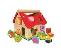 Eichhorn - Casa de Madera de Juguete con 12 Piezas encajables de Animales, Medidas (LxAlxF):18x17,5X 19,5cm