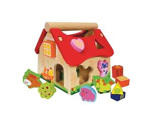 Eichhorn - Casa de Madera de Juguete con 12 Piezas encajables de Animales, Medidas (LxAlxF):18x17,5X 19,5cm